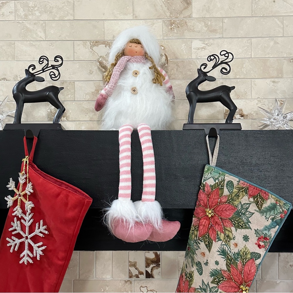 34th & Pine Angel Doll Shelf Sitter Christmas Holiday Fluffy Gold Wings Sparkles